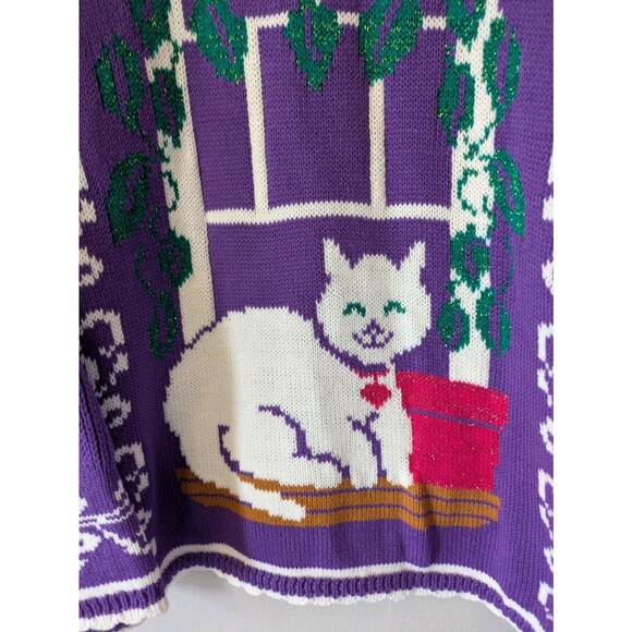 Cottagecore Sweater 90s Vintage Cats Kittens knit jumper, cute whimiscal, spunky - Picture 2 of 7